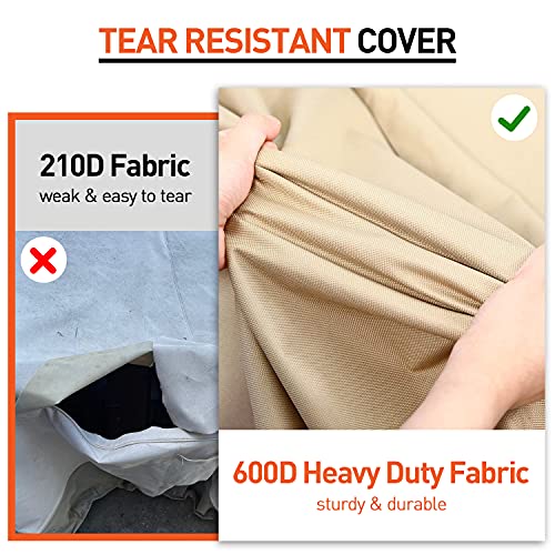 Arcedo Patio Bistro Cover, Waterproof Outdoor Furniture Cover, Heavy Duty Patio Bar Table and Chairs Covers, 80"L x 32"W x 30"H, Beige & Brown - size: Bistro: 80"L x 32"W x 30"H, style: Bistro