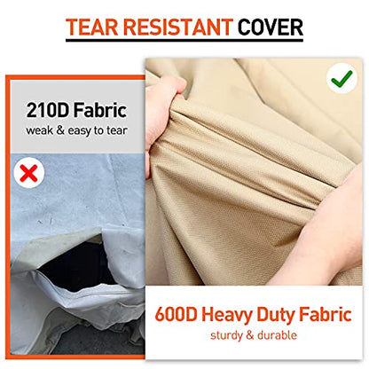 Arcedo Patio Bistro Cover, Waterproof Outdoor Furniture Cover, Heavy Duty Patio Bar Table and Chairs Covers, 80"L x 32"W x 30"H, Beige & Brown - size: Bistro: 80"L x 32"W x 30"H, style: Bistro