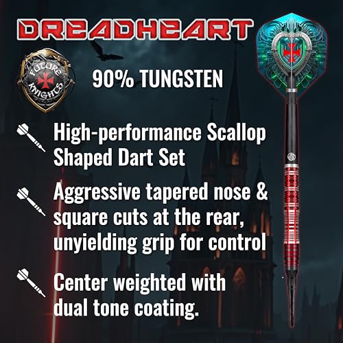 Future Knights Dreadheart Soft Tip Dart Set | 90% Tungsten Professional Darts for Electronic Dartboard | for All Skill Levels | Soft Tips for Electronic Boards | Made in New Zealand