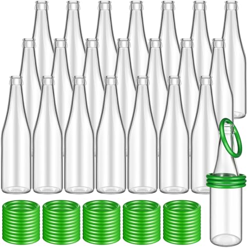 Tioncy Ring Toss Outdoor Carnival Backyard Adults Fun Target Glass Bottles with Mixed Color Rings Hoops for Family Outside Sport Party Accessories - color: Green Hoops