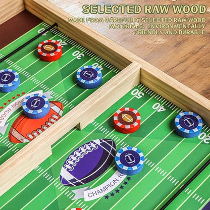 AIUAZA Football Fast Classic Ring Shooting Game Family Game Night with Friends Party Wooden Air Hockey Board Game for Adults Kids Tests Your Speed and Accuracy, 2 Players