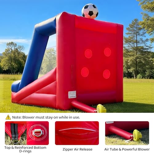 Inflatable Soccer Dartboard, Commercial Grade PVC Soccer Game with 2 Balls & Air Blower, 4-Target Scoring Inflatable Carnival Game for Outdoor Fun, Home & Rental Use - style: Soccer