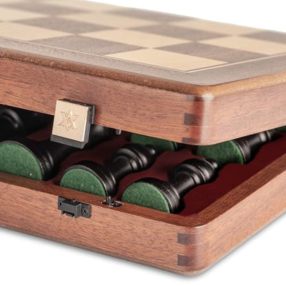 A&A Premium Tournament Chess Set, 19" Wooden Board & 3.75" King Height Staunton Pieces with 2 Extra Queens, Portable Travel Game Set (Natural Mahogany, 19 Inches) - color: Mahogany-o, size: 19 Inches