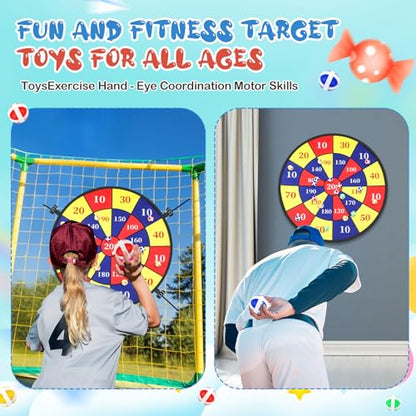Lunmon 29" Trampoline Dart Board Game Accessories, Trampoline Toss Game Dartboard with 20 Sticky Balls, Indoor & Outdoor, Sport Fun Party Play Toys for Birthday Gifts - style: Stylish Style 200 Score