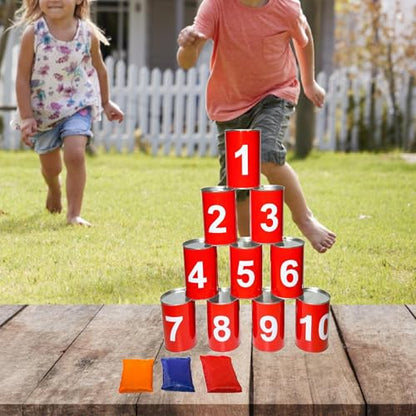 Toss Game Holiday Lawn Hand Eye Coordination Knockdown Can Game Set