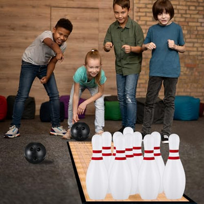 Mini Bowling Set Indoor Outdoor Indoor Bowling Set with Guide Arrow Mat Gold and Silver Medal Backpack Dispensing Suitable for Family Friends Family Party Entertainment - style: Cassic