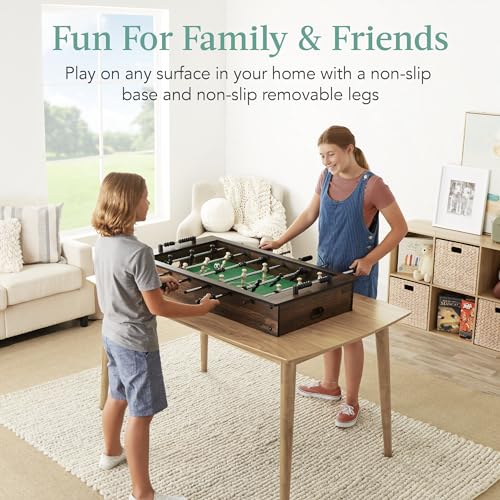 Best Choice Products 40in Tabletop Foosball Table, Compact Mini Arcade Table Hand Soccer for Kids and Adults, Home, Game Room w/ 2 Balls - color: Dark Wood