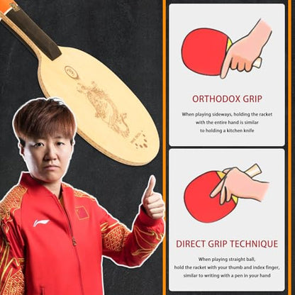 YAN-Long Professional Ping Pong Paddle,Built-in Arylate Carbon Table Tennis Racket,for Intermediater and Advanced Players or Table Tennis Enthusiast（Single Racket）