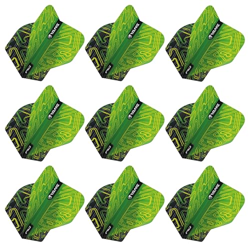 RED DRAGON Yin Yang Double Sided Dart Flights 3 Sets Per Pack (9 Dart Flights in Total) - color: Green and Black