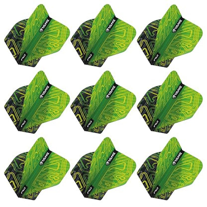 RED DRAGON Yin Yang Double Sided Dart Flights 3 Sets Per Pack (9 Dart Flights in Total) - color: Green and Black