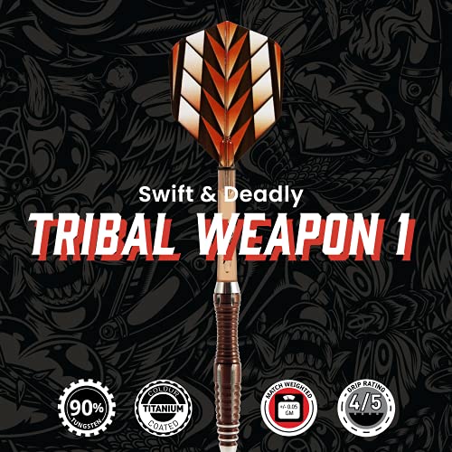 Shot Darts Soft Tip, Tribal Weapon 1 Series19g, 90% Tungsten Barrels, Front Weighted with Precision Grips, Professional Dart Set and Flights Made in New Zealand, Plastic Tip Bar Darts