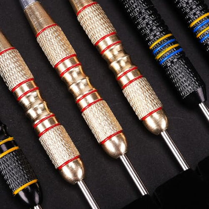 Turnart Darts Metal Tip Set - Steel Tip Darts Darts Set Professional Metal Darts 12 pcs 22/24 Grams Pro Dart Set with Stylish Case Aluminum Shafts Extra 9 Flights - color: Red