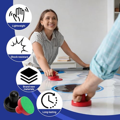 24 PCS Air Hockey Pucks and Paddles, Replacement Pushers and Goal Handles | Strikers and pucks for indoor tabletop hockey games, Fits most tables, Smooth glide surface