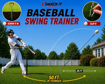 Baseball & Softball Swing Trainer – Practice Your Swing in The Backyard with a Real Ball & Get 50 Feet of Flight Feedback Ages - style: BASEBALL
