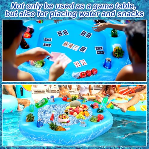 Seenelling Large Floating Table for Pool Games Floating Holder Cooler Containers Inflatable Pool Games Table Tray Accessories for Swimming Summer Beach Indoor Outdoor