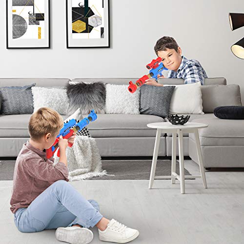 SpringFlower Shooting Game Toy for 6 7 8 9 10+ Years Olds Boys,2pk Foam Ball Popper Air Toy Guns with Standing Shooting Target,24 Foam Balls, for Kids