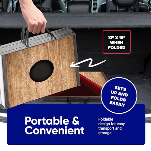 Portable Cornhole Board Set 24"x15", Foldable Wooden Travel Size Corn Hole Game Sets