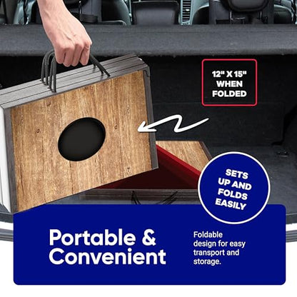 Portable Cornhole Board Set 24"x15", Foldable Wooden Travel Size Corn Hole Game Sets