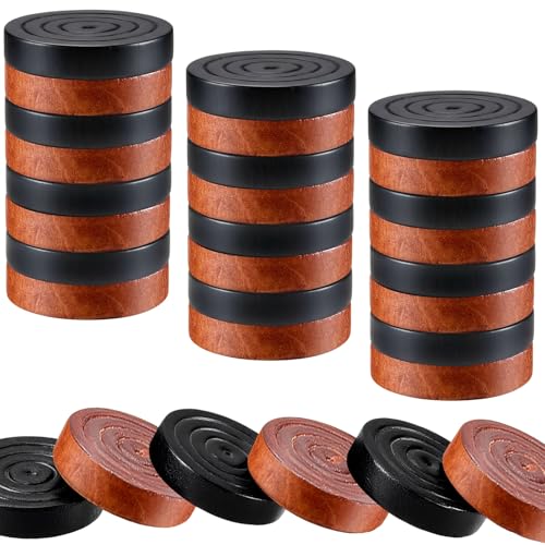 Sumind 24 Pieces Wooden Checkers 1.06 Inch Wood Checkers Pieces Stackable with Drawstring Storage Bag for Board Game Backgammon (Brown and Black) - color: Brown and Black