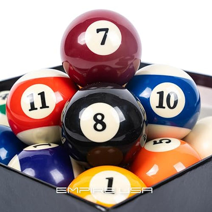 Empire USA Billiard Balls Set - 2.25” Regulation Pool Balls Set with Cue Ball, Durable Resin Billiard Ball Set for Standard Pool Tables