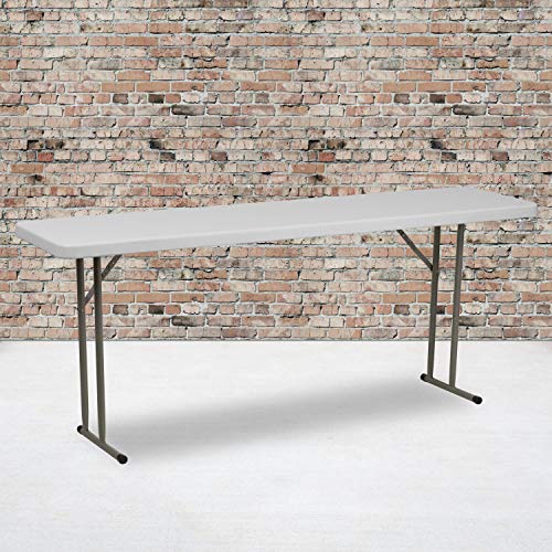 EMMA + OLIVER 6' Rectangular Plastic Folding Table, Long Plastic Foldable Table for Residential Indoor/Outdoor Events, White - color: Granite White