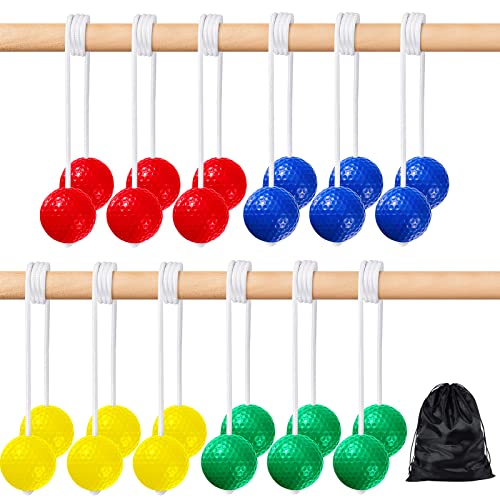 Lenwen 12 Pack Ladder Ball Outdoor Game Ladder Toss Balls Replacement Bolas with Storage Bag for Toss Match Yard Lawn Golf Game, 4 Colors - color: Red, Blue, Yellow, Green