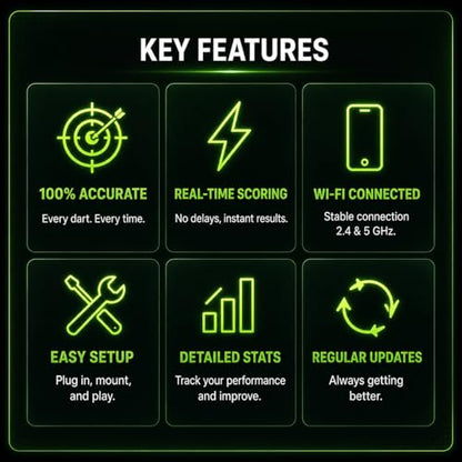 Scolia Automatic Darts Scoring Systems for Steel Tip Darts: Play Games & Tournaments Online or in-Person with Reliable Automated Chalking & Calling - style: Home-V2