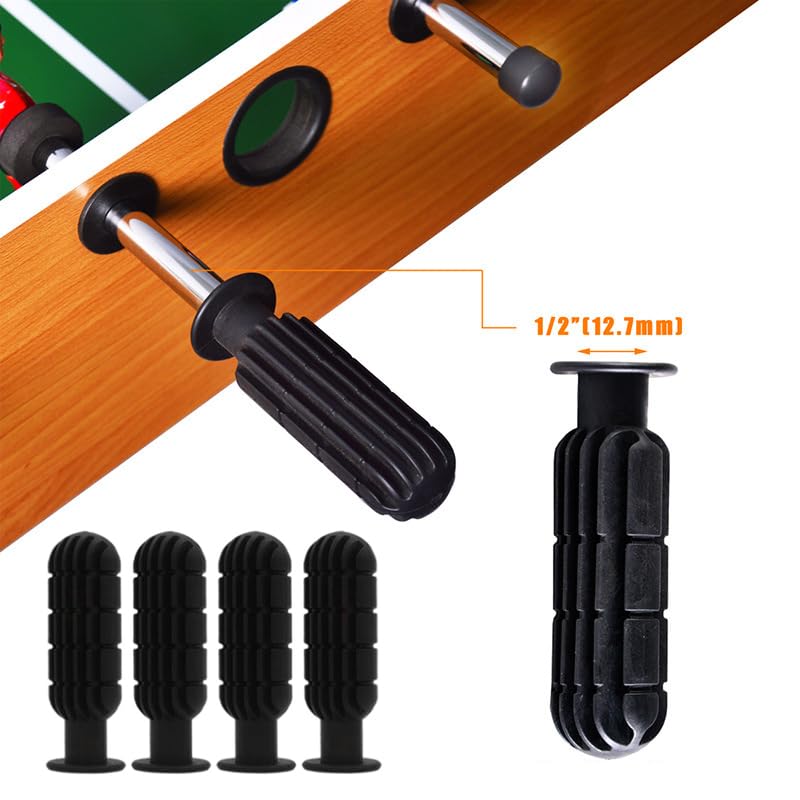 4 Pack Foosball Table Handle Grip Replacement Football Game Rod Handles Stick End Cap Grips for Desktop Soccer Tabletop Parts Repair Table Top (1/2" / 0.5'' Hole ID)