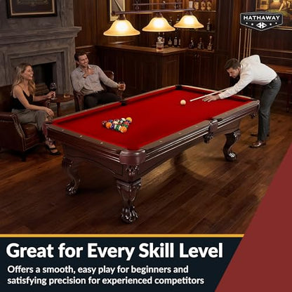 Hathaway Augusta 8 Ft Furniture Pool Table – Includes Cue Sticks, Billiard Balls – Classic Design Perfect for Family, Home, Dining, or Living Room - color: Mahogany Finish