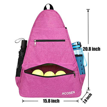 ACOSEN Tennis Bag Tennis Backpack - Large Tennis Bags for Women and Men to Hold Tennis Racket,Pickleball Paddles, Badminton Racquet, Squash Racquet,Balls and Other Accessories - color: Rose Red