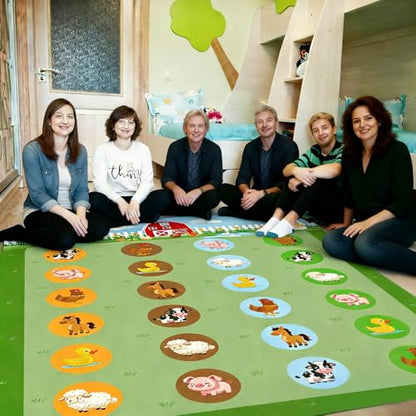 Capoda 2 Pcs Farm Animals Themed Party Game Farm Animals Twist Pose Mat with Spinner Barnyard Poses Floor Mat Spinner for Birthday Party Family Classroom School Activity - style: Farm Animal
