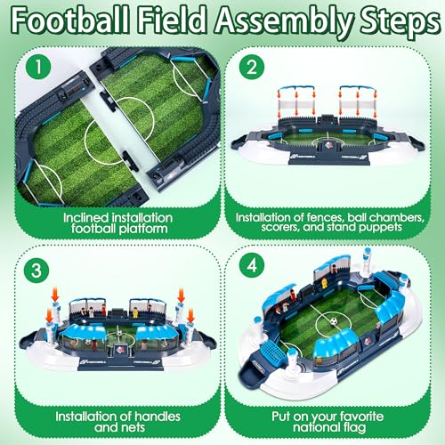Mini Foosball Table for Kids, Tabletop Soccer Game with Light Up Scoreboard, Portable Family Party Game for Boys and Girls Ages 3-12