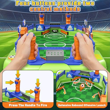 Fortand Mini Foosball Table Soccer Board Games for Kids Ages 3-12 | Two-player Tabletop Soccer Game with 4 Flipper Controls 2 Balls Score Counter Goal Bells for Family Play, Gift for Boys Girls