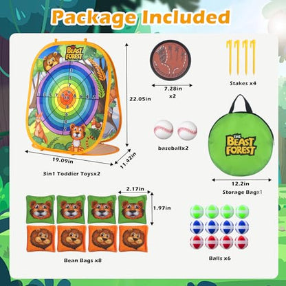 Bean Bag Toss Game Sets for Kids, Toss and Catch Ball Set for Kids Outdoor Baseball Toys for Toddlers Carnival Games for 3 4 5 6 7 Years Old Boys and Grils Backyard Outdoor Toy