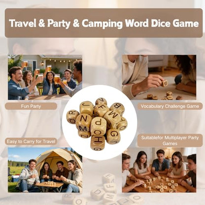 Crossword Dice Game, 20 Large Letter Dice, Word Games，Word Dice Game for Family Game Night, Travel & On-The-Go Fun Word Game Portable