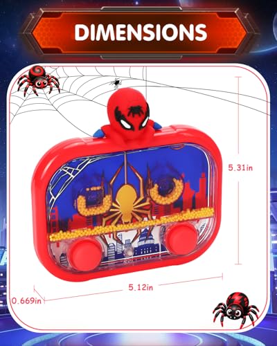 Handheld Water Game with Light – Water Ball Target Toy for Kids Ages 3+, Retro Fidget, Screen-Free Car Travel Game, Road Trip, Airplane, Portable Autism Gift - color: Spider
