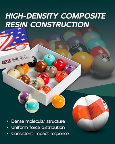 KONLLEN Phenolic Resin Billiard Balls Set 2-1/4" Regulation Size Tournament Pool Balls Set Pool Table Accessories - color: AXD-2PRO