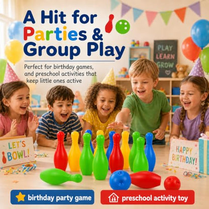 Kids Bowling Set Mini Plastic Bowling Toy Educational Indoor Outdoor Game for Toddlers Color Recognition .33 X 1.57 X 1.57 in 1 Set