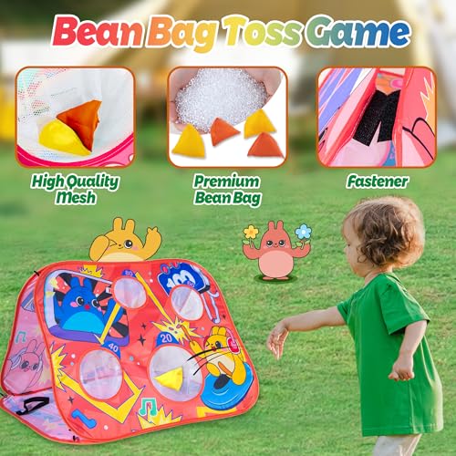 Giant 3 in 1 Bean Bag Toss Game for Kids, Toddler Outdoor Toss Toys for 2 3 4 5 6 7 8 Year Old Boys Girls, Family Party Supplies, Cornhole Party Carnival Games, Lawn Backyard Outside Birthday Gifts - style: Bean Bag Toss Combo