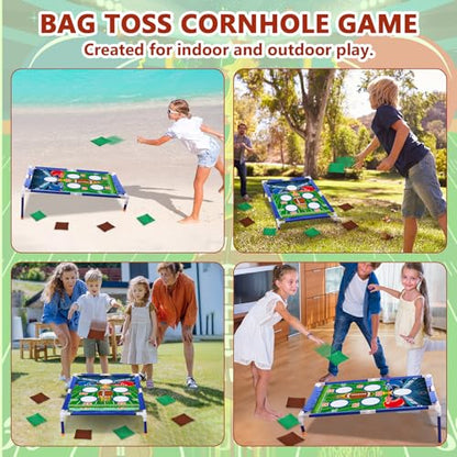 Gemscream Football Bean Bag Toss Games with 6 Bean Bags Portable PVC Framed Cornhole Game Set for Family Holiday Birthday Party