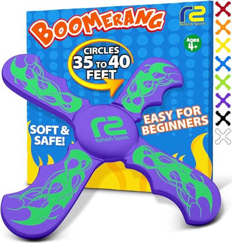 Foam Boomerang - Fun Outdoor Summer Gift for Kids All Ages - Easy to Use, Soft & Safe - 2026 Top Beach Toy - Indoor Outdoor Toys For Kids Ages 3 4 5 6 7 8 9 10 11 12 + Year Old Gifts for Girls - color: Purple