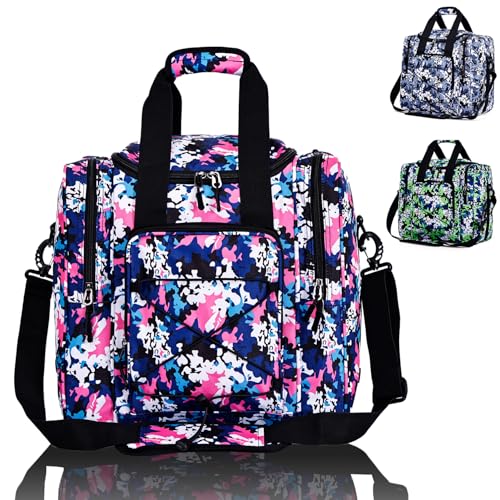 Hsmihair Bowling Ball Bag for Single Ball, Bowling Tote with Padded Holder,Fits Shoes up to Men’s Size 14, Carry Bag for Bowling Accessories - color: CamoPink