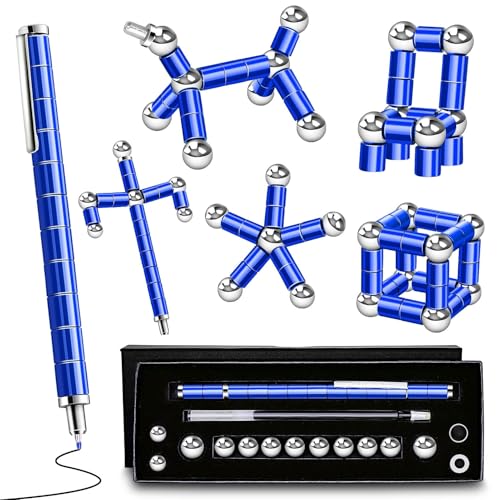 Magnetic Fidget Pen Gifts for Teens - Birthday Gifts for Men,Father, Adults, Office Desk Accessories ADHD Anxiety Relief Desk Toys for Office Workers Cool Gadget Stuff for 10 11 11 13 14 Year Old Boy - color: Blue