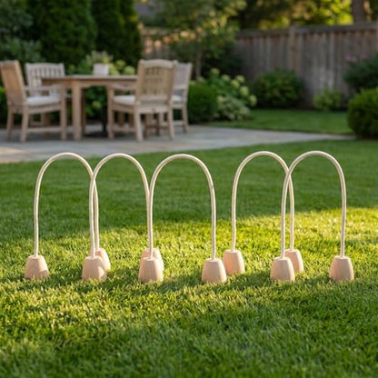 5pcs Cotton Rope Croquet Wickets with Wood Base Portable Lightweight Family Lawn Game for Backyard Outdoor Activities Simple Setup and Travel-Friendly Design