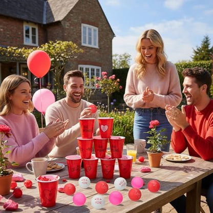 Soulchen 24 Pcs Valentines Day Table Tennis Balls Bulk 40 mm Heart Table Tennis Ball Red Pink White Valentines Funny Novelty Toys Accessories for Beer Game Birthday Gift Party Decorations - style: Letter