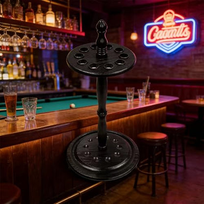 SUPERDIAMOND Pool Stick Holder Floor Stand - Round Billiard Cue Rack Pool Table Accessories Holds 10 Pool Cues Wooden Freestanding Pool Cue Rack for Game Room Billiard Room Decor, Black - size: 10 Cues, style: SU-10-Billiard Cue Racks-black