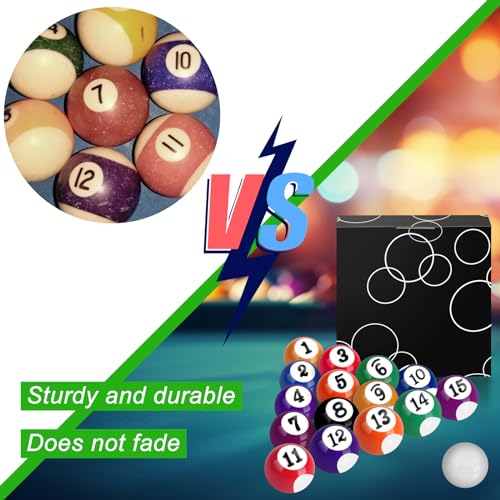 AccEncyc 2.5cm/0.98inch Mini Billiard Balls Set 16Pcs Children's Pool Balls for Kid's Table, Indoor Game Toy for Kids, Adults