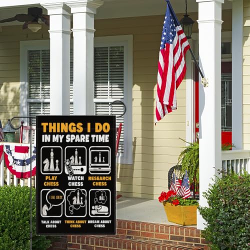 Funny Dog Lover Chess Club Pieces Game Board Player Humor Garden Flags,Yard Flag Outdoor Decoration Tapestry for Holiday Outdoor Decor All Seasons 12x18 Inch