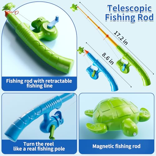60 Pcs Magnetic Fishing Pool Toys Game for Kids Toddlers, Fishing Water Table Bathtub Toy with Inflatable Pool Pole Rod Net Bucket Plastic Floating Fish, Water Bath Pool Outdoor Toy for Kids Age 3 4 5 - style: 2 rods 2 nets 2 buckets 51 fish