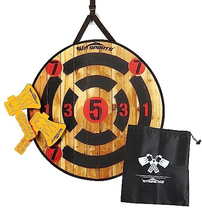 WIn SPORTS Toy Foam Axe Throwing Game - Indoor Outdoor Target Game,Includes Two Foam Axes, One 26” Easy Fold Target and A Carry Bag